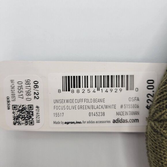 Adidas Mens Womens Aeroready Beanie Olive Green Wide Cuff Fold One Size - Picture 8 of 8